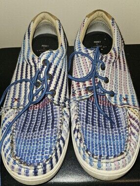 Hooey By Twisted X Blue Multicolor Striped Boat Shoes